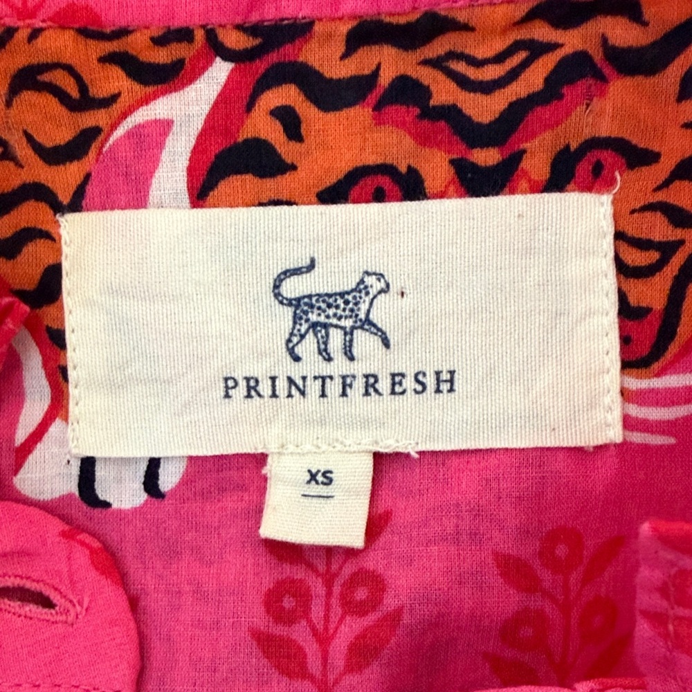 PRINTFRESH On a Whim Cotton Blouse in Neon Rose Siberian Stripes Size XS - Picture 12 of 14